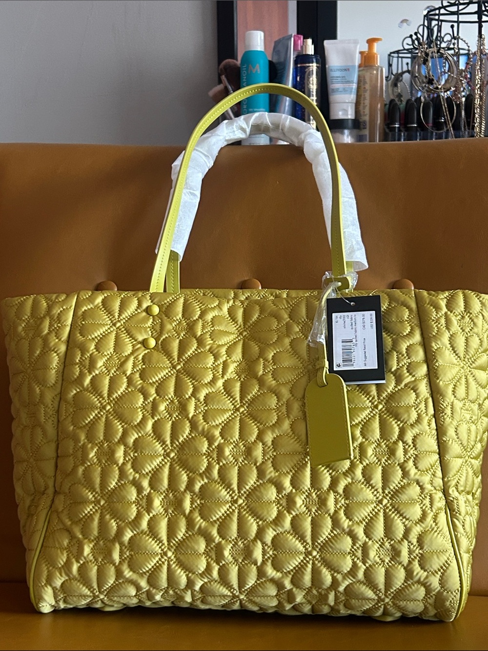 kate spade Quilted Floral Tote in Yellow
